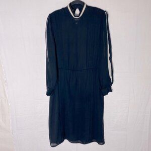 Vintage Joyce Palmer Black Long Sleeve Mock Neck Sheer Dress XL Corporate Goth